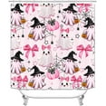 thumbnail image 2 of 4PCS Cute Ghost Shower Curtain Sets With Rugs, Fun Halloween Shower Curtain, Waterproof Fabric Shower Curtain, Gothic Spooky in Bathtub Vintage Dark Rose Daisy Black Floral Kids Bathroom Decor, 2 of 7