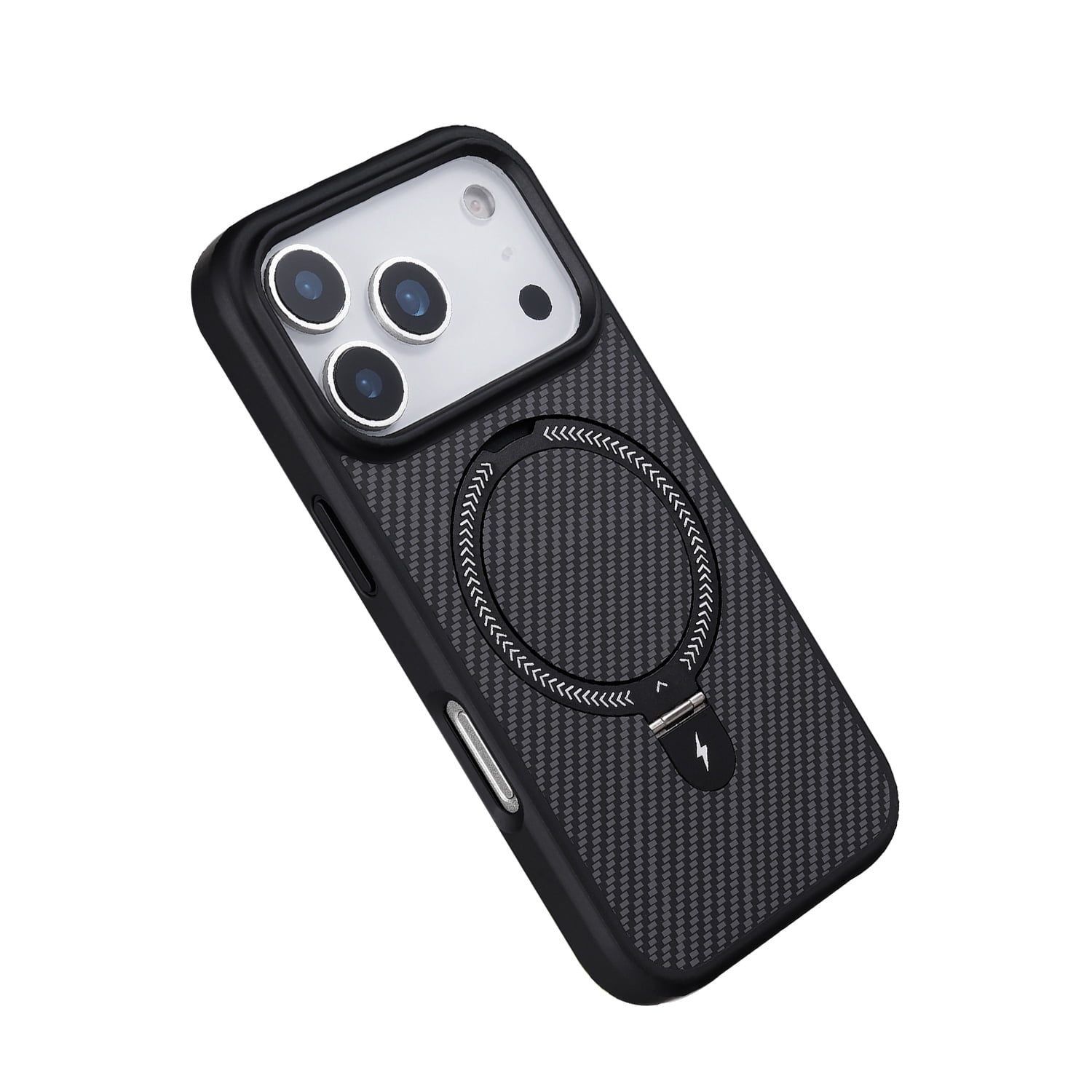 Carbon Fiber Stand MagSafe Case for iPhone 17 Pro - Black