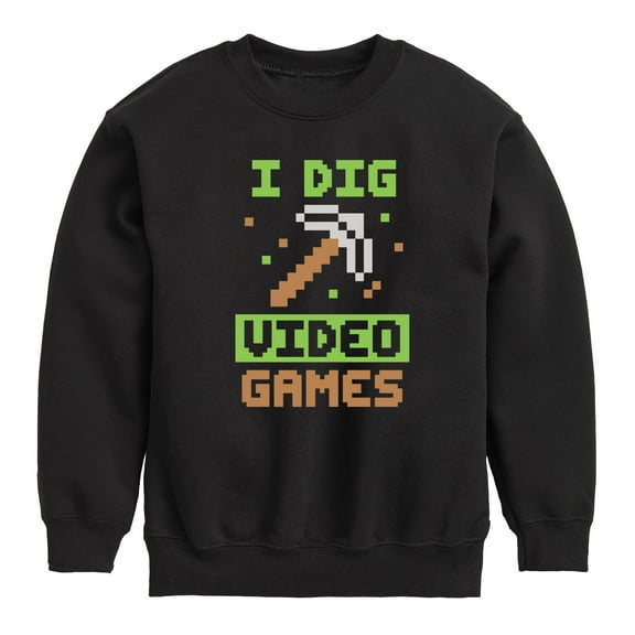 Instant Message - Gamer - I Dig Video Games - Toddler & Youth Crewneck Fleece Sweatshirt