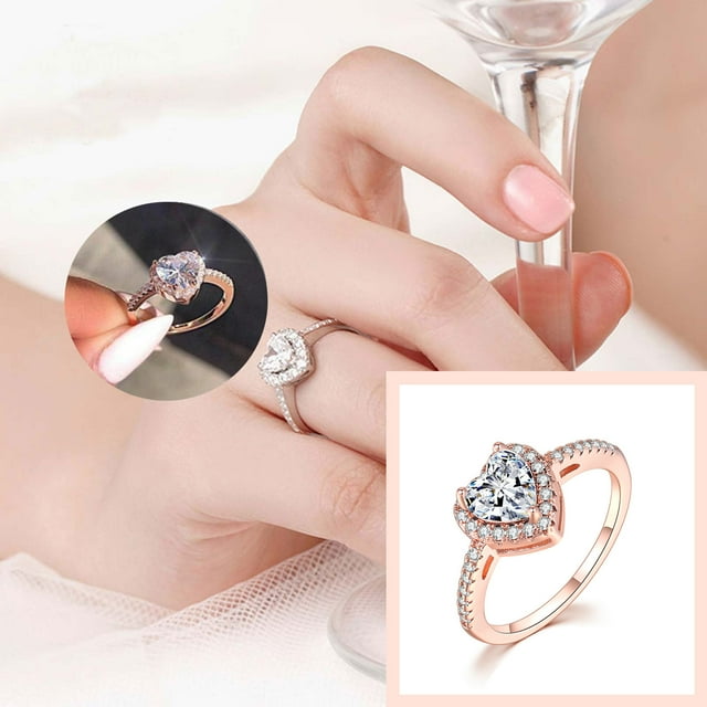 Anillos para mujer, regalos para mujer, exquisita forma de corazón, joyería de compromiso, boda, accesorios, regalo, anillo de moda.