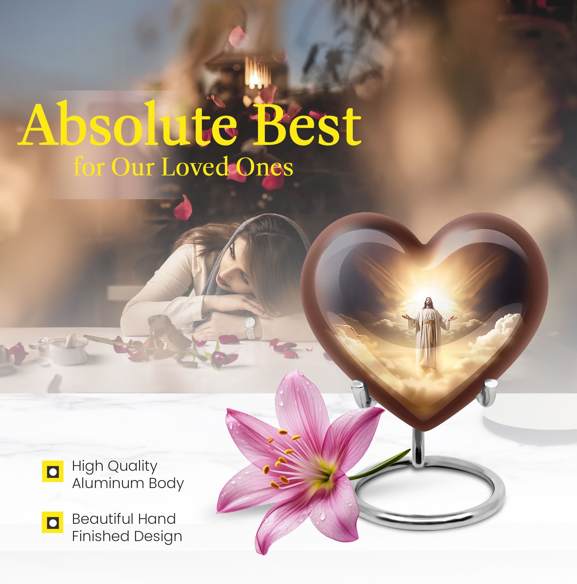 Jesus Christ Small Urns For Human Ashes Keepsake - Decorative Urns For Ashes - Human Ashes Urns - Urn For Human Ashes Adult Women - Urns For Adult Male Small - Adult Funeral Urn (Size - 3inch, Pcs2)