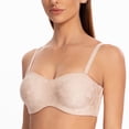 thumbnail image 3 of MELENECA Women's Unlined Strapless Bra with Underwire Minimizer for Large Busts Seamless Jacquard Fabric Pale Nude 32F, 3 of 5