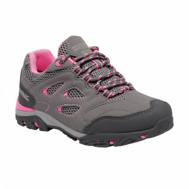 Regatta - Botas de Senderismo/Botas de Montaña Holcombe Low con Cordones para Niños/Niñas (Gris Acero, Rosa Tulipán) Regatta UTRG3621_steeltulip