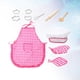 thumbnail image 3 of Kit de juego de rol para niños, disfraz de cocina, delantal impermeable, gorro, cortadores de cocina y herramientas de repostería (color rosa), 3 of 8