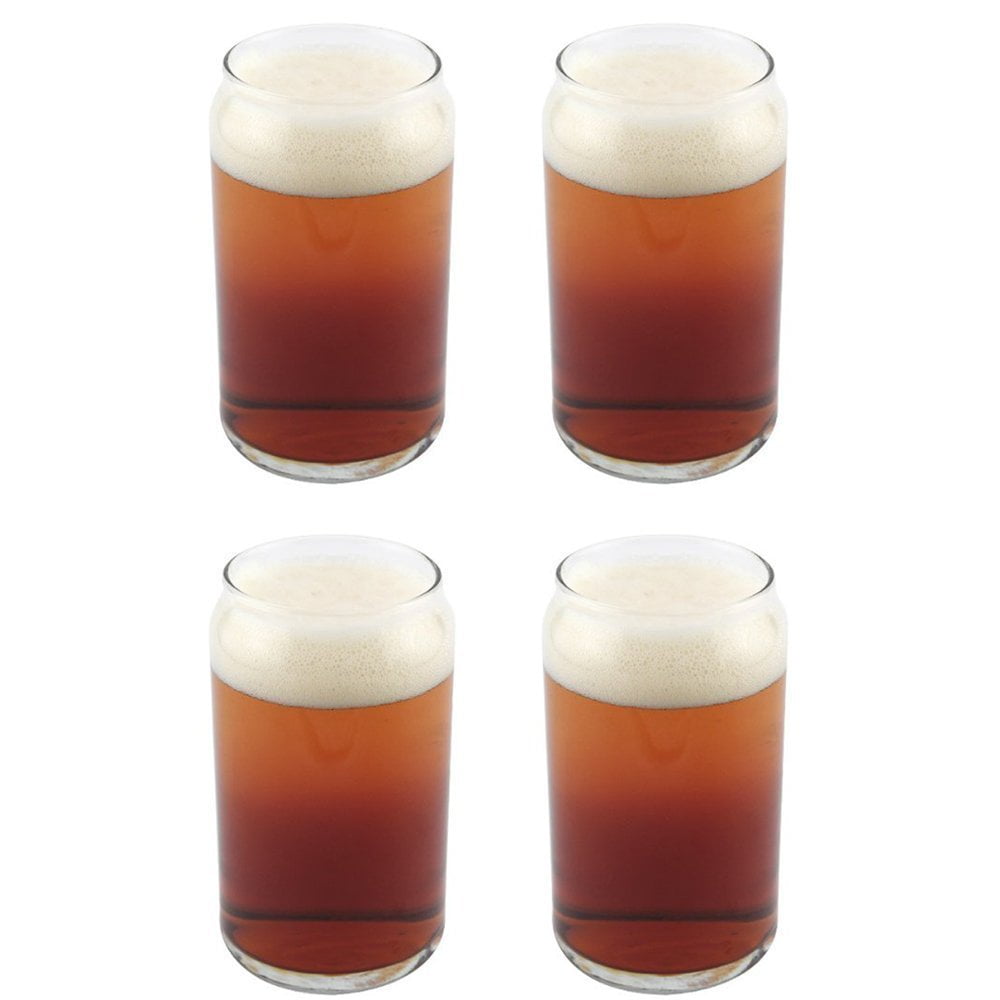 KIT Libbey Can Shaped Beer Glass 16 oz 4 PACK w/ Pourer Walmart
