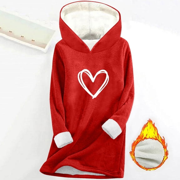 Aimik Women's Plus Size Fleece Hoodie with Graphic Sweatshirt Sherpa Lined Comfy Winter Warm Pullover Hooded Top