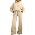 thumbnail image 2 of Two Piece Set for Women, Oversized Hoodie and Wide Leg Sweatpants Set, Solid Color Casual Matching Outfit, Women's Loungewear Set for Daily Wear, Lounge, and Casual Outfit Beige, 2 of 4