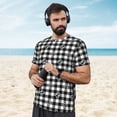 thumbnail image 4 of Wukai Black Tartan Plaid Print Men's Short-Sleeved Mesh T-Shirt,Quick-Dry Short Sleeve Workout T-Shirt-Large, 4 of 8