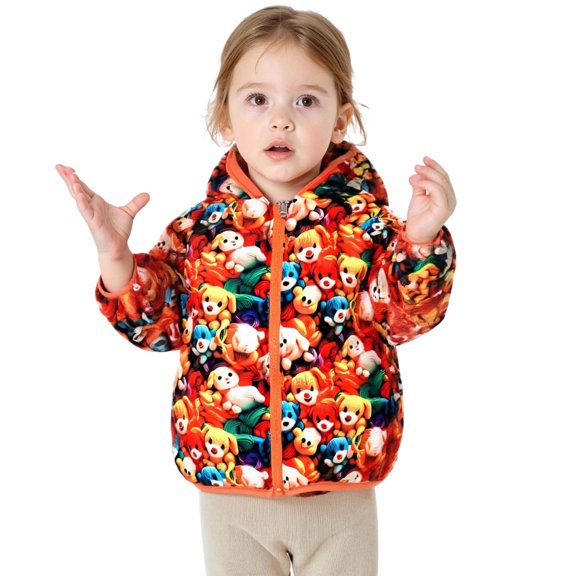 QSXADF Unisex Boys and Girls Winter Hooded Puffer Jacket Long Sleeve Graphic Lightweightful Quilted Zip Up Warm Winter Outerwear Coat for Children