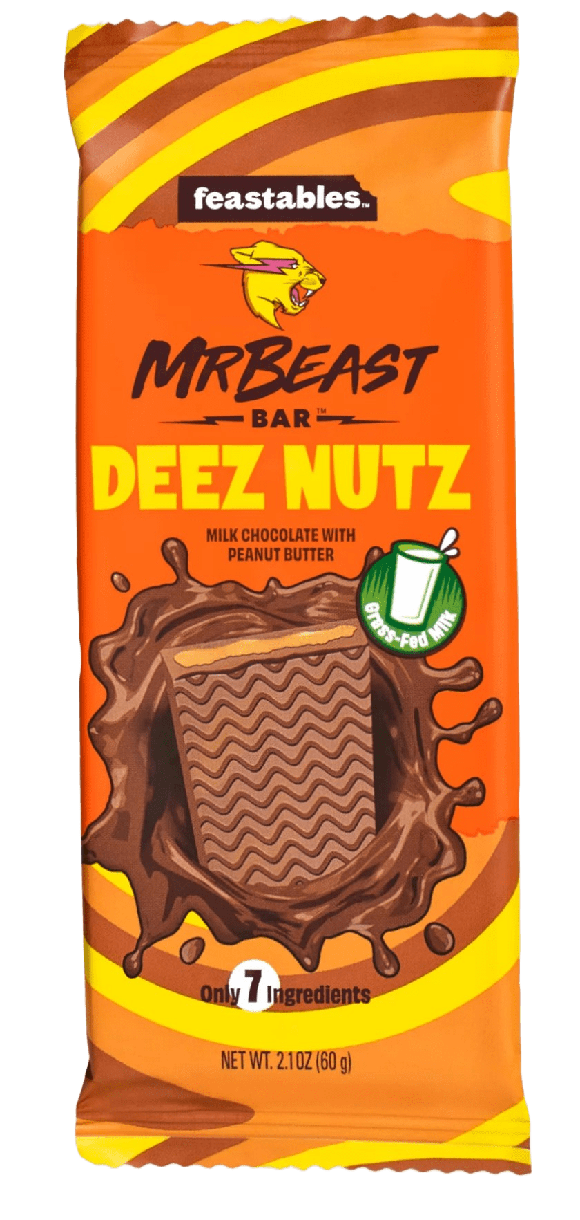 Feastables Mr Beast Milk Chocolate, Deez Nutz Peanut Butter Milk Chocolate  and Milk Chocolate Crunch, 1.24 oz (two bar x flavor)