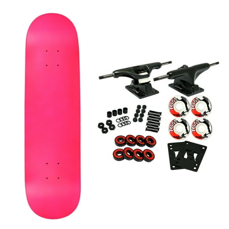 Moose Complete Skateboard Neon Pink 8.0" With Black Trucks and White Wheels