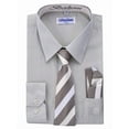 thumbnail image 2 of Berlioni Kids Boys Long Sleeve Dress Shirt With Tie and Hanky  Silver, 2 of 2