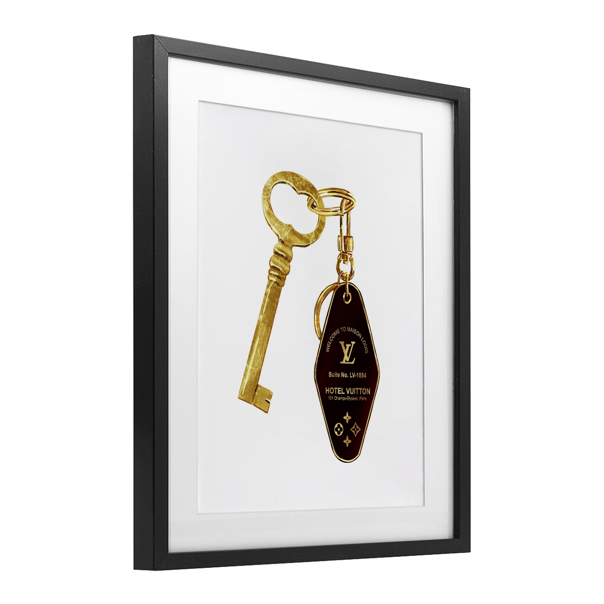 Glam Gold Key Fashion Black Framed Print Under Glass, design by Ziwei Li