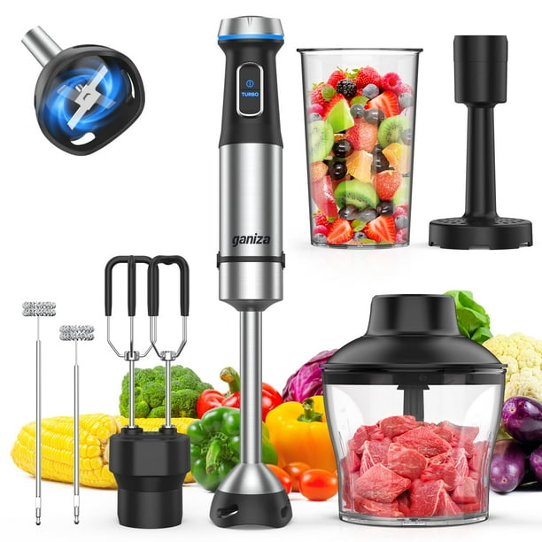 Licuadora de inmersión Ganiza 6 en 1 1100W, 15 velocidades con accesorios