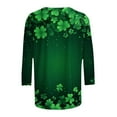 thumbnail image 5 of Craaazy Ladies' Leisure St. Patrick's Day Printed Round Neck 3/4 Sleeve T-shirt Loose Top Gifts, 5 of 5