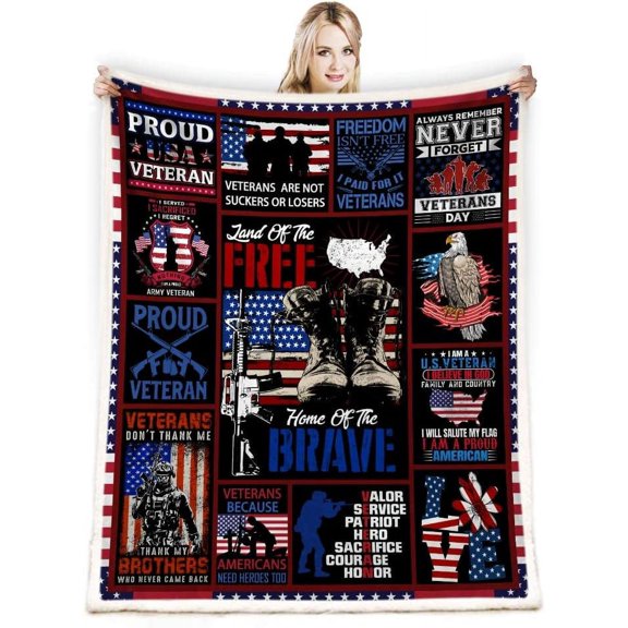 Veterans Day Gifts Blanket Throw,Ameican Blanket,Veteran Gifts for Men,Proud Patriotic Veterans Gifts Sofa Couch Beds Ameican Patriotic Decor Christmas 50" x 60"