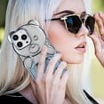 thumbnail image 6 of Compatible with iPhone 15 Pro Max Bling Case Cute Bear Shape Clear Case Detachable Gradient Glitter Paper with Beaded Bracelet Chain for Women Girls Soft TPU Electroplated Phone Cover, Blue, 6 of 6