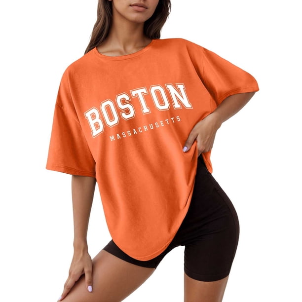 Camiseta holgada de manga corta y cuello redondo con estampado informal para mujer