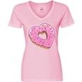 thumbnail image 3 of Inktastic Heart Shaped Donut with Pink Icing and Sprinkles Women's V-Neck T-Shirt, 3 of 5