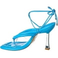 thumbnail image 2 of Schutz Meghan True Blue Clear Lace Up Open Toe Stiletto High Heel Thong Sandals (True Blue, 7), 2 of 4