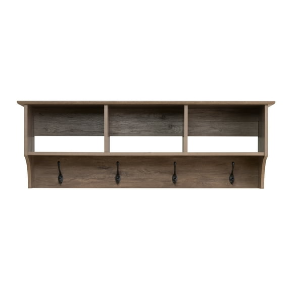 Prepac 48" Wide Hanging Entryway Shelf, Drifted Gray