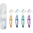 thumbnail image 1 of 4 Pcs Denture Brush with Portable Case, Denture Brush Dual Head Hygiene Denture Cleaner Rubber Handle Reusable Touch Soft Toothbrush Cleaning Brush for False Teeth Cleaning with Carrying Case, 1 of 8