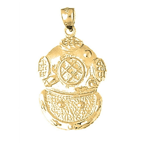 18K Yellow Gold Diving Helmet Pendant - 39 mm