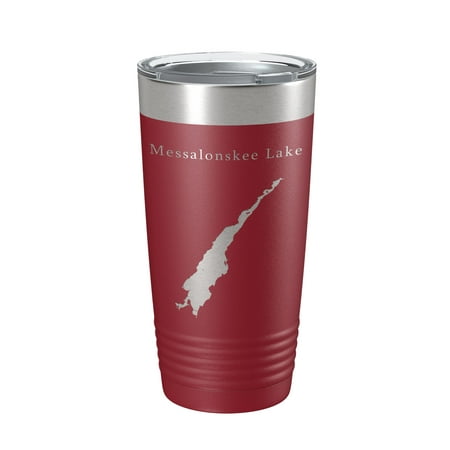 

Messalonskee Lake Map Tumbler Travel Mug Insulated Laser Engraved Coffee Cup Maine 20 oz Maroon