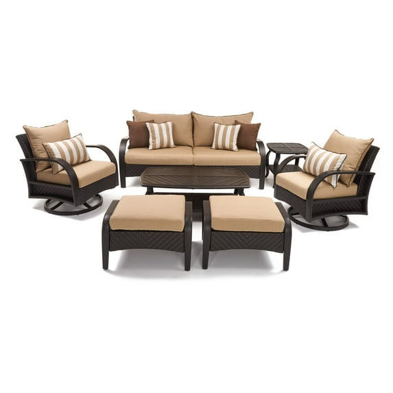 RST Brands Barcelo 7 Piece Conversation Set with Swivel Club Chairs