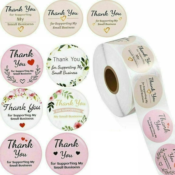 EROCK 1.5" 500pcs Thank You Stickers Small Business Thank You For Supporting Labels
