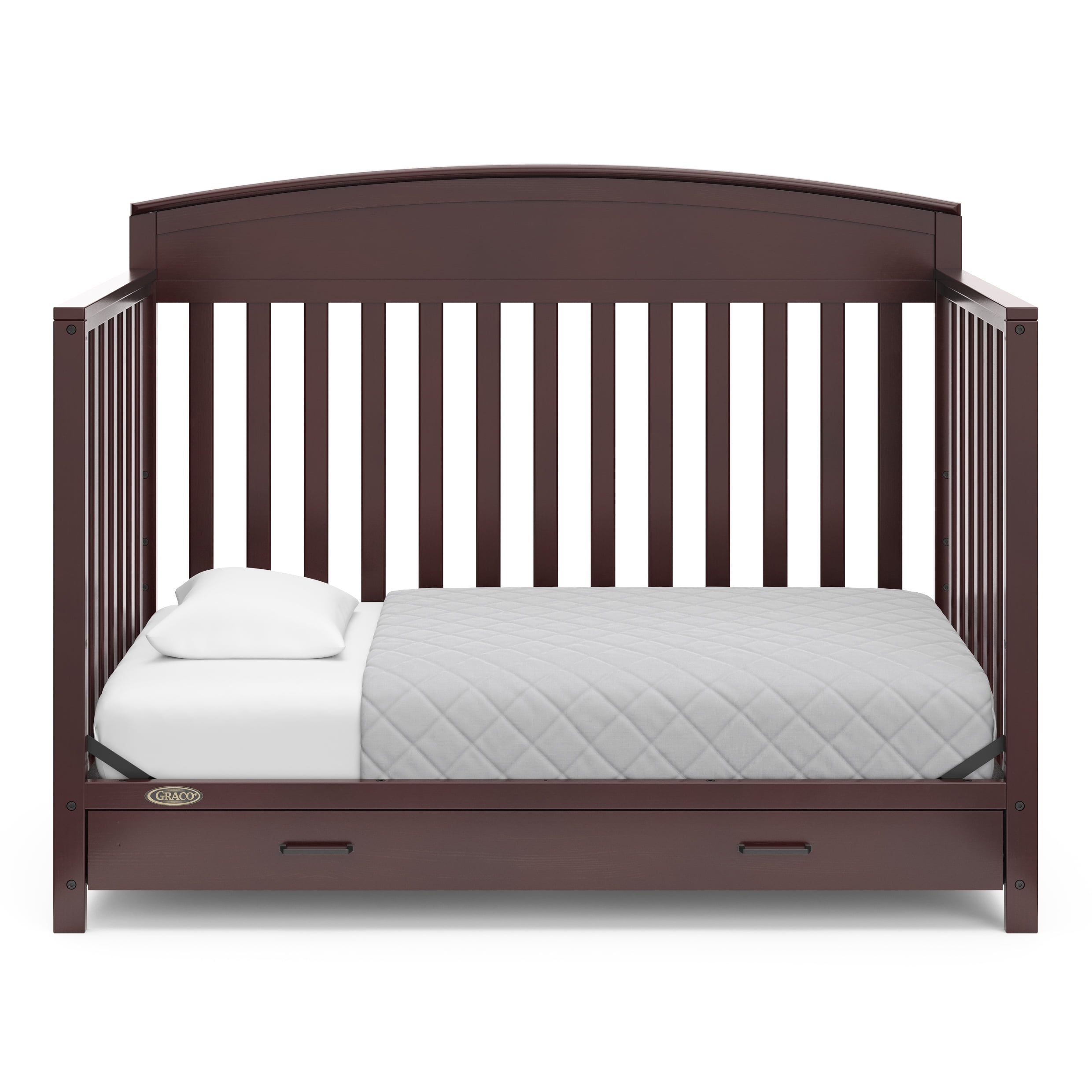 Graco Benton 5-in-1 Convertible Crib with Drawer and Premium Crib & Toddler Mattress Bundle, Espresso