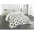 thumbnail image 3 of Ambesonne Cactus Quilted Bedspread Set 3 Pcs, Foliage Silhouettes, King Size, Pale Coral Black White, 3 of 5