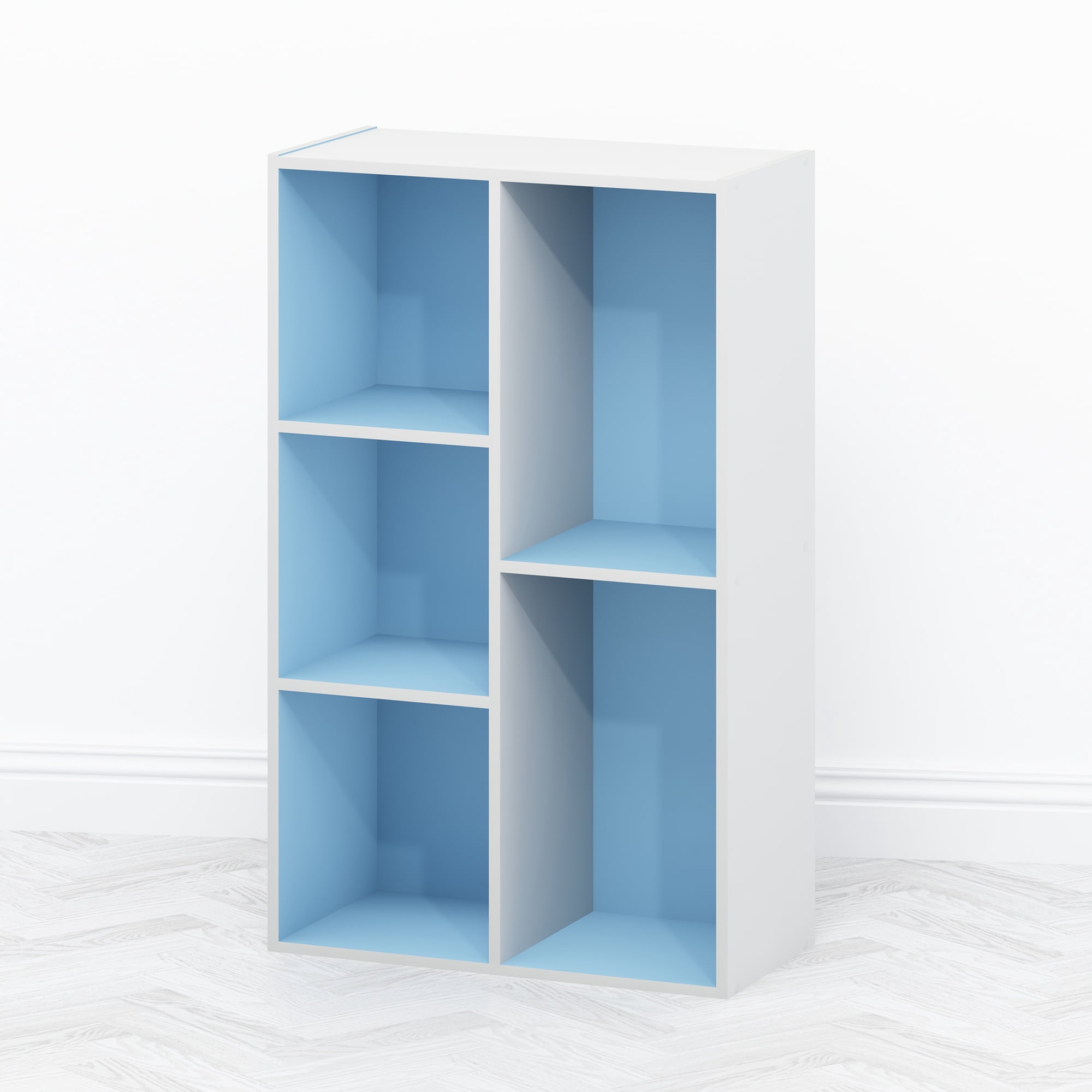 Furinno Tomi Organizer Bookcase, Bookshelf, 5-Cube, Light Blue