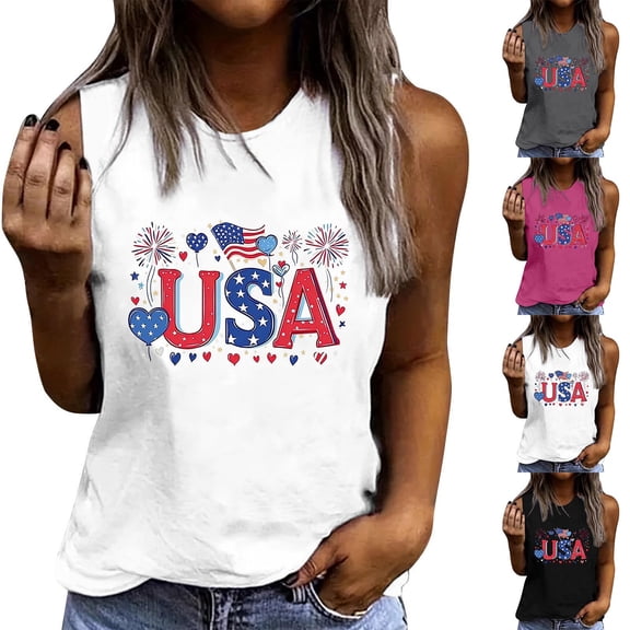 Mifsaly American Flag Tank Top Women Usa Graphic Patriotic Sleeveless Tops Independence Day Shirts Summer Casual Festival Tees 2026 XXL