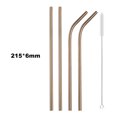 thumbnail image 1 of 18/10 Stainless Steel Straw Set Reusable Drinking Straw High Quality Metal Colorful Straw With Cleaner Brush Bar Party Accessory 5Pcs Rose, 1 of 6