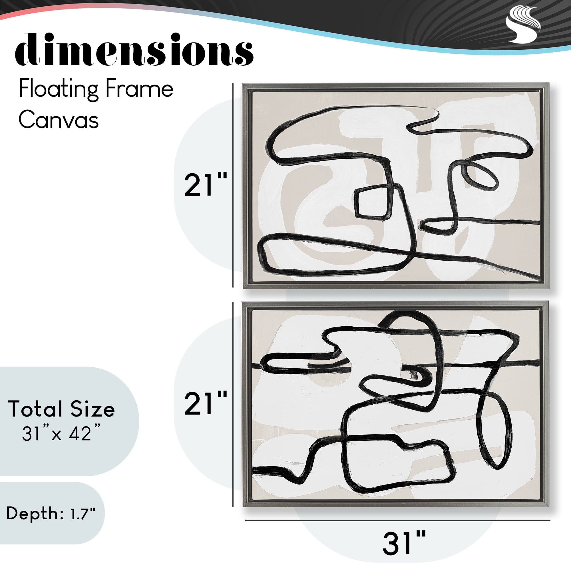 Stupell Industries Neutral Twists & Turns 2 Piece Gray Framed Floater Canvas Set, design by Lanie Loreth