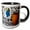 Black/White, variant on 3drose, Greece, Santorini. Flower Pots Decorating a Courtyard, 11oz Two-tone Red Mug