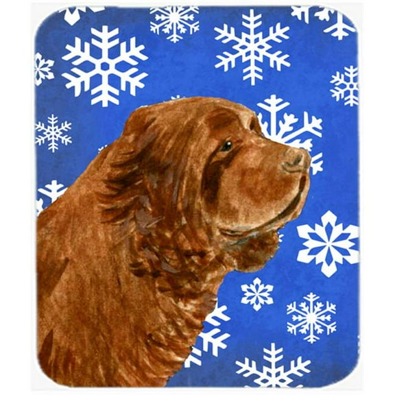 Sussex Spaniel Winter Snowflakes Holiday Mouse Pad, Hot Pad or Trivet