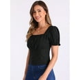 thumbnail image 4 of DARING DIVA Women's Square Neck Puff Sleeve Victorian Vintage Top XS Black, 4 of 6