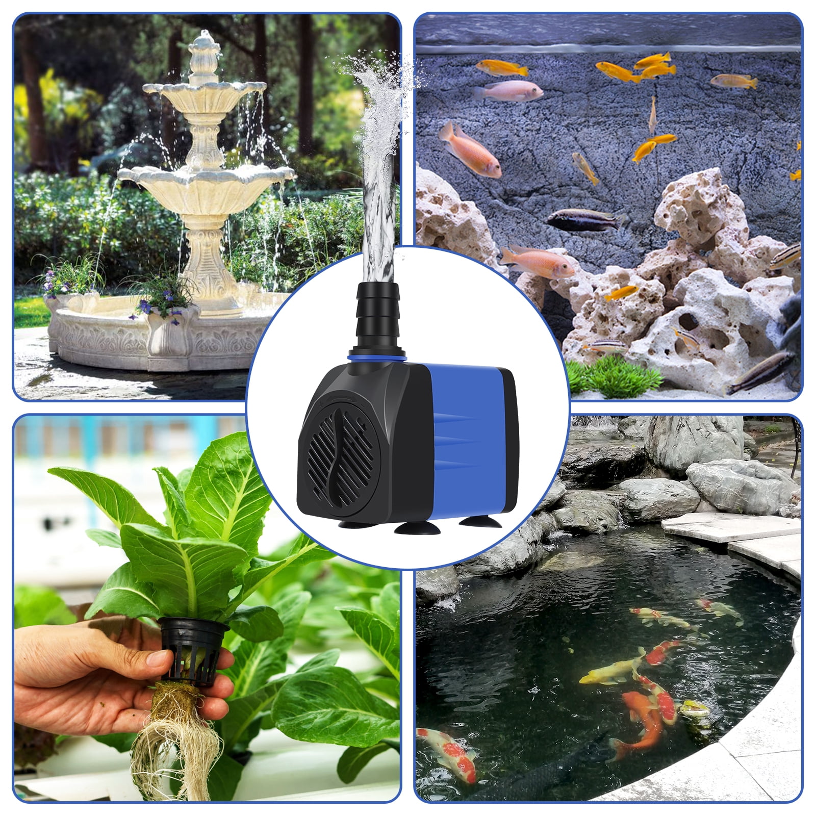Aquaneat Fountain Pump, 480 GPH Submersible Water Pump with 5 ft Tubing, for Aquarium Fish Tank, Water Table, Waterfall, Hydroponics