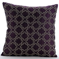 Euro Shams, Decorative Plum Euro Shams 26x26 inch (65x65 cm), Silk Euro Pillow Shams, Moroccan, Pattern, Lattice, Trellis, Beaded, Contemporary European Sham Covers - Magical Chase