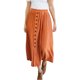 thumbnail image 1 of Falda larga para mujer Falda larga plisada frontal con botones de cintura alta elástica informal para mujer Naranja L, 1 of 6
