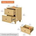 thumbnail image 2 of WAMPAT Modern Nightstands Set of 2, Wooden Bedside Tables with 2 Large Drawers and Charging Station, Small End Tables for Bedroom, Oak Wood, 2 of 7
