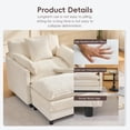 thumbnail image 3 of Lovableguy Modern Oversized Accent Chair with Ottoman,Chenille Deep Seat Upholstered Armchair,Comfy Single Sofa Couch for Living Room Bedroom Office Apartment,Beige, 3 of 7
