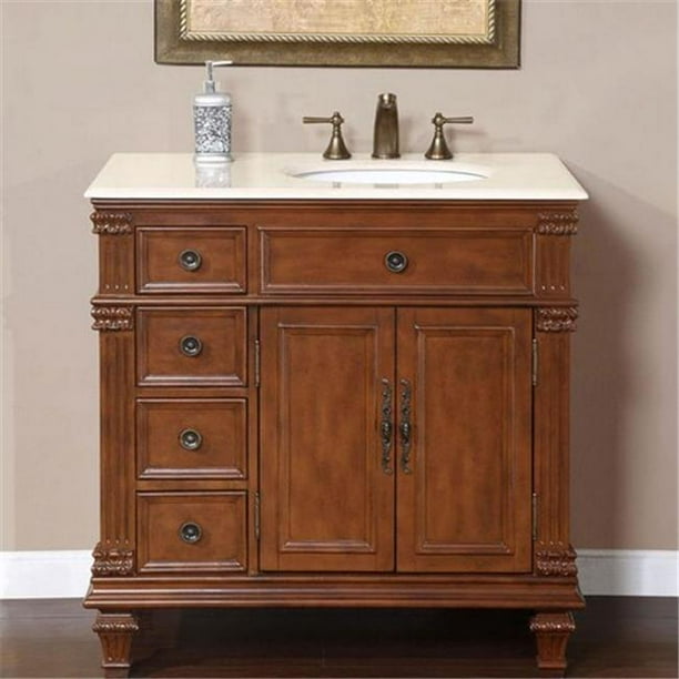 Silkroad Exclusive Traditional Cream Marfil Marble Bathroom Vanity 44 Single Sink 36 In Wide Com Silkroad Exclusive Traditional Cream, Silkroad Exclusive Sanger Bathroom Single Sink Vanity Unit