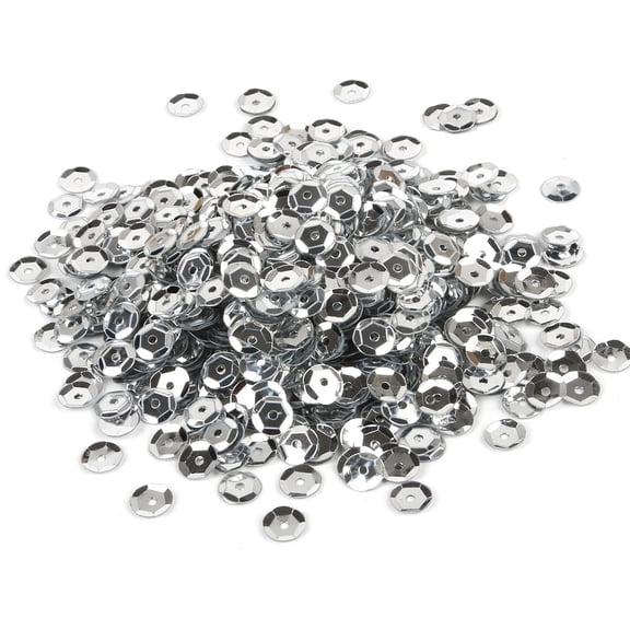 ERDOUY 4800Pcs 6mm Round Loose Sequins, Bulk Glitter Paillettes Spangles for Sewing, Wedding & Christmas Craft Decor, Silver