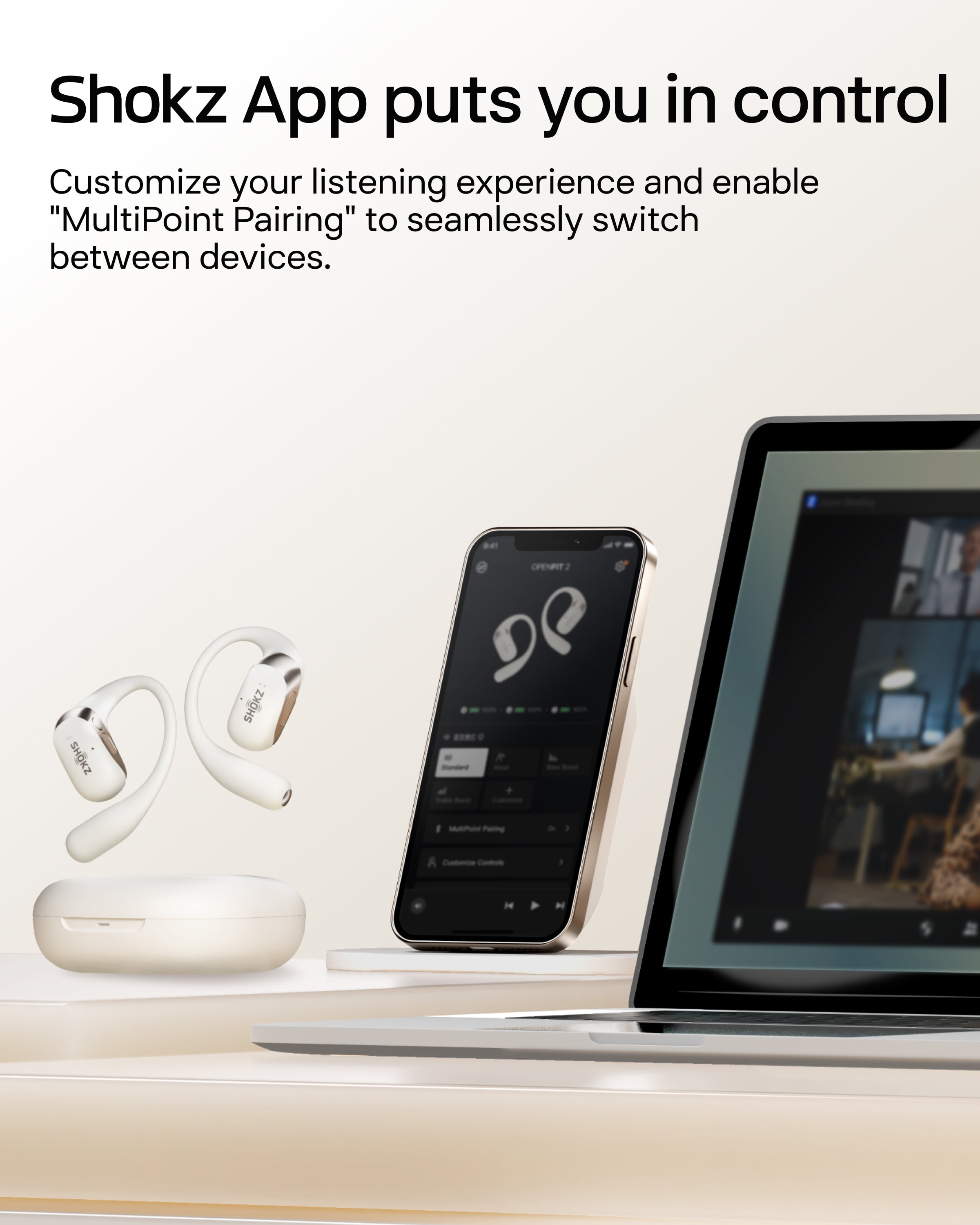 美品　Shokz OpenFit2 Free Shipping! Shokz OpenFit 2 Open-Ear Wireless Bluetooth