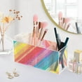 thumbnail image 5 of Rainbow Lines Acrylic Pencil Pen Holder Cup 4 Compartments Desktop Organiser 7.87"x2.78"x3.54", 5 of 7