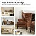 thumbnail image 5 of Traditional Genuine Leather Accent Chairs with Nailhead Trim Tufted Armchairs Set of 2 for Living Room Brown, 5 of 7