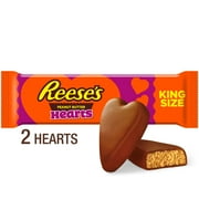 REESE'S Milk Chocolate King Size Peanut Butter Hearts, Valentine's Candy Pack, 2.4 oz